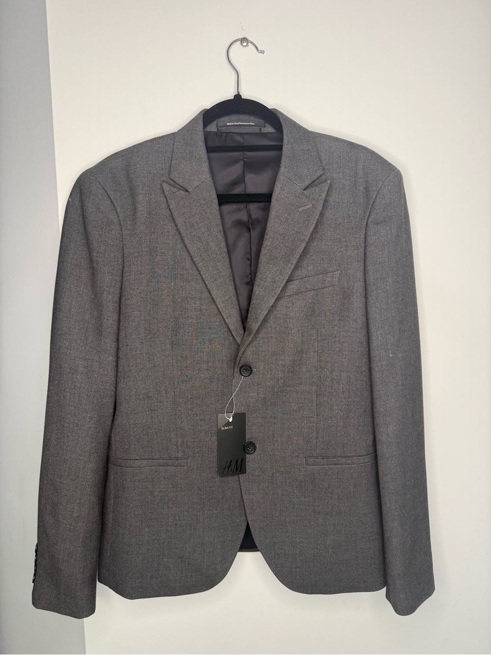 H&M Men's Charcoal Gray Single-Breasted Blazer